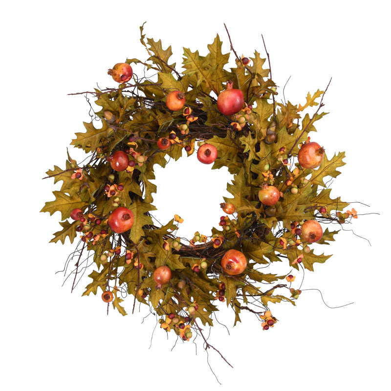 Autumn Leaves And Pomegranate Wreath 