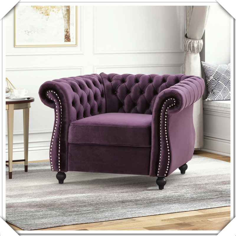 Élégante pièce décorative classique Chesterfield Club Chair, Mauve foncé