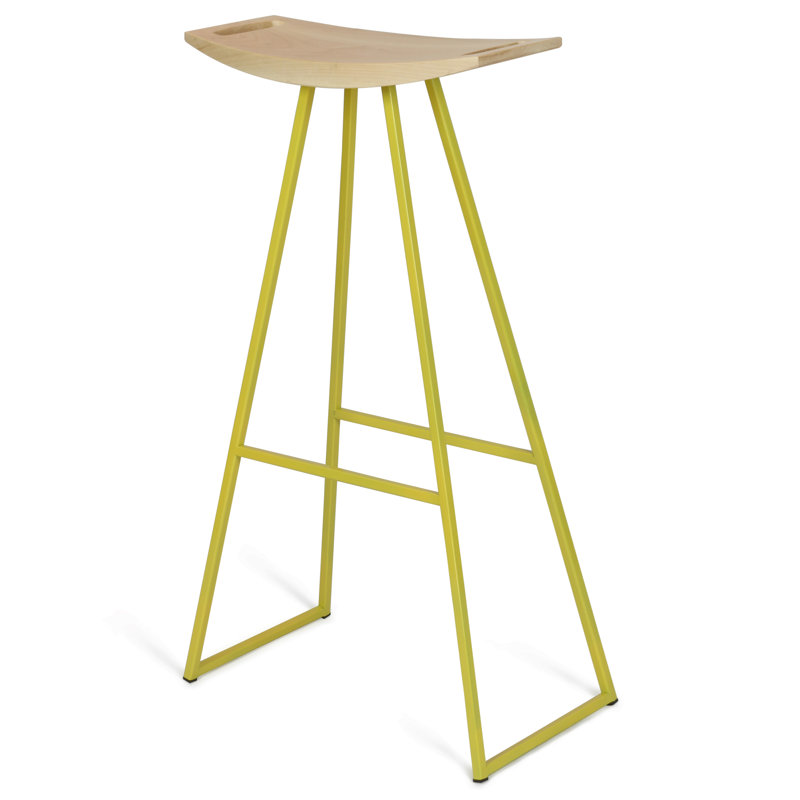 Robert Counter Stool with Metal Frame, Maple, Yellow, Bar Stool (30" Seat Height)