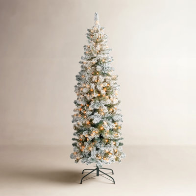 Frosted Pre-Lit Slim Pine Christmas Tree