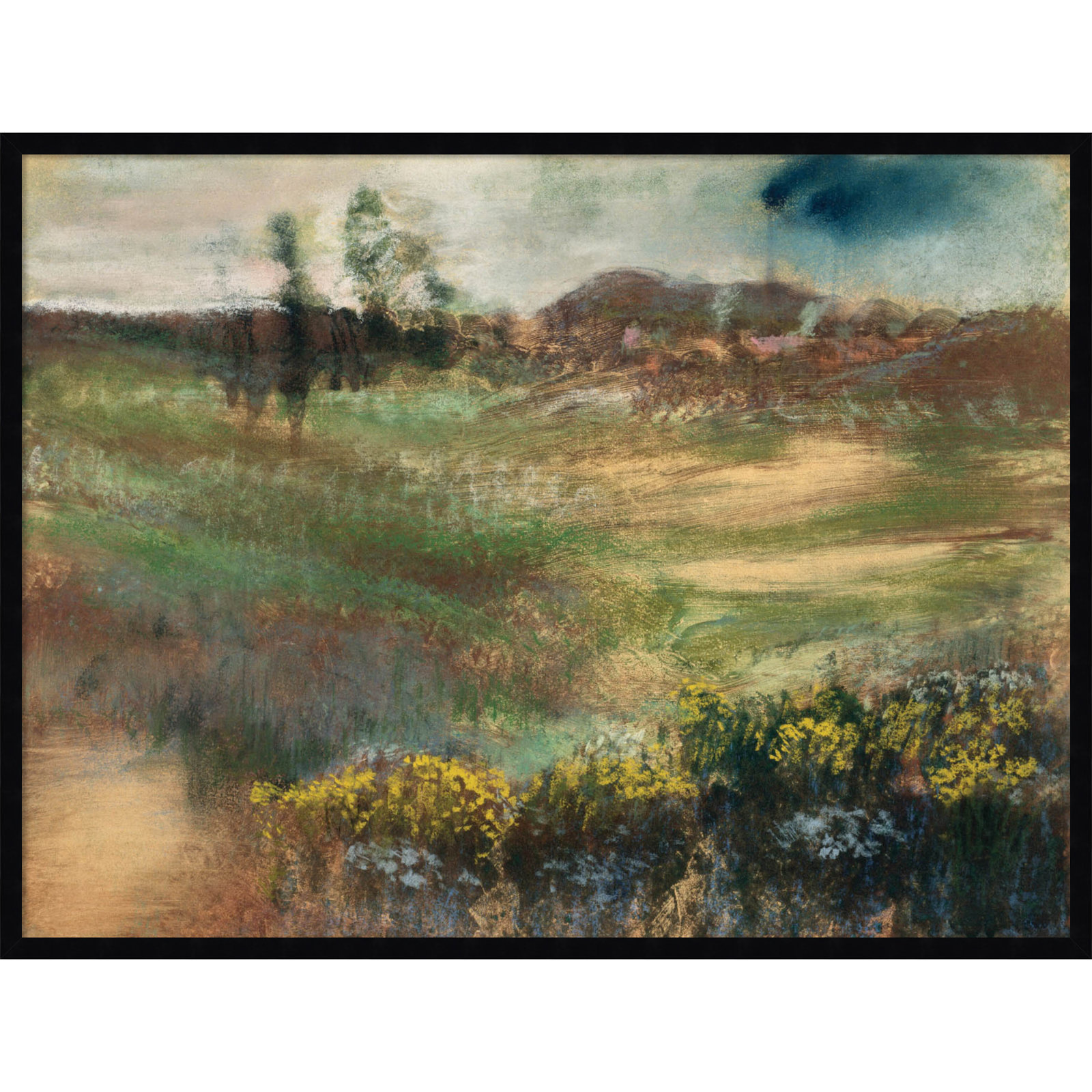 Edgar Degas's Landscape With Smokestacks 1890 by The Art Institute Of Chicago, Black Framed, 31" H x 41" W