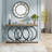 Industrial Console Table 55" - Narrow Long Entryway Sofa Table with Geometric Metal Frame & Vintage Wood Top-162861149