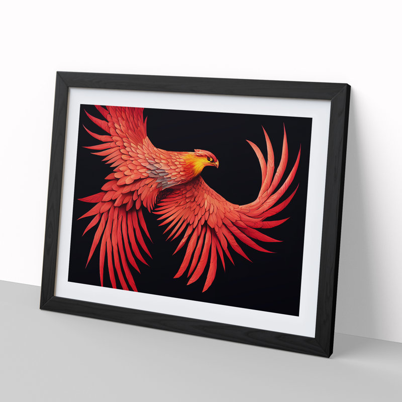 Evolving Phoenix Bird - Framed Print, Black, 46cm H x 64cm W x 2cm D