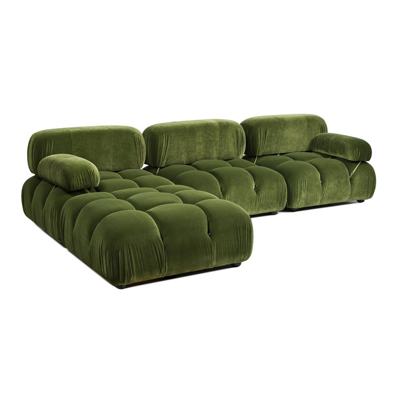 Canapé modulaire 4 pièces Sigma, Velours vert olive
