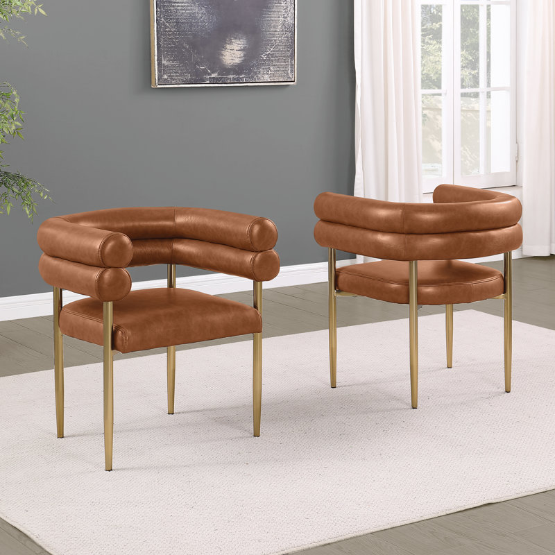 Chaises d'appoint à motif tubulaire Leathaire, Caramel