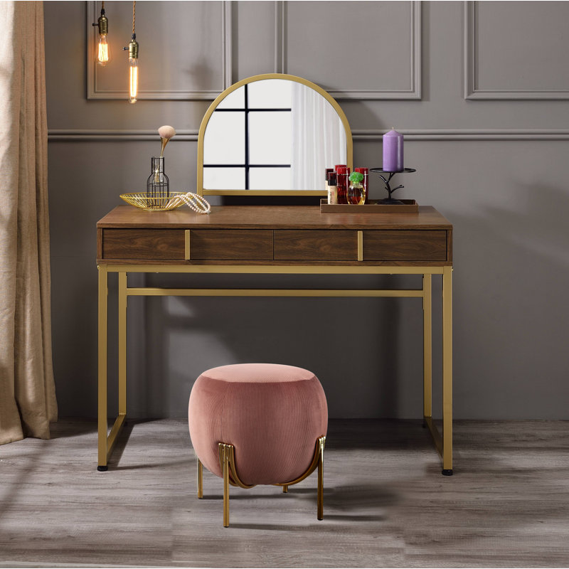 Bureau de meuble-lavabo avec miroir et plateau à bijoux Coleen