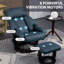 Avec fonction de massage avec fauteuil inclinable et repose-pieds, pivotant à 360 ° avec fonction inclinable, bleu