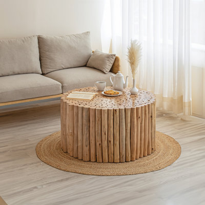 Table basse ronde fabriquée à la main