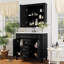De meuble-lavabo moderne avec lavabo simple avec miroir noir, 2 portes à fermeture douce et 2 tiroirs