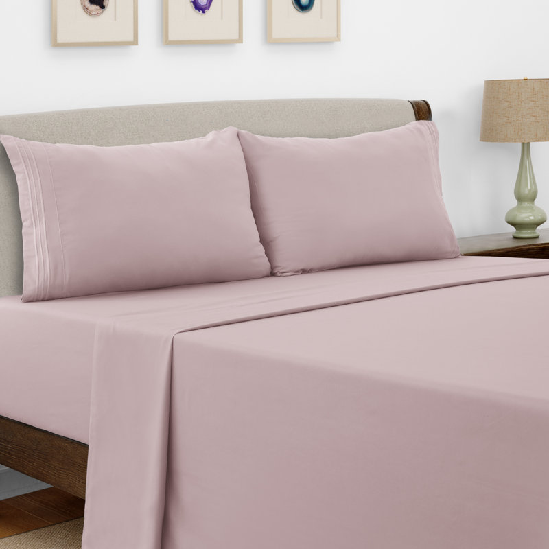 Lux Decor 4-Piece Ultra Soft Microfiber Sheet Set Deep Pocket Fitted Sheet, Wrinkle-Resistant & Easy Care Bedding, Purple