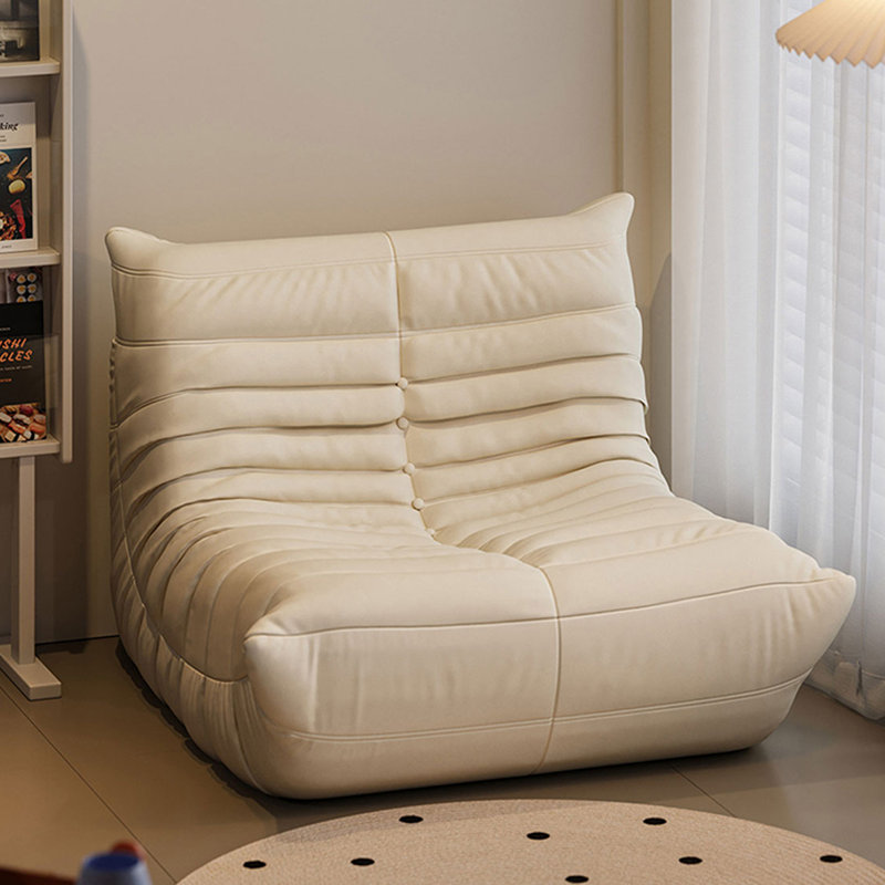 Canapé nordique style chenille minimaliste, Similicuir jaune