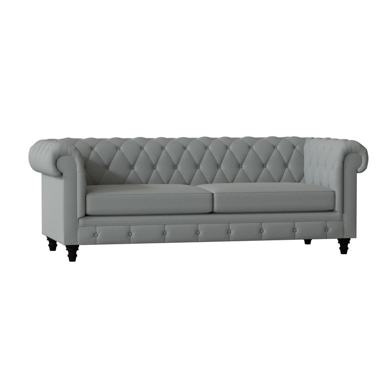 Canapé Chesterfield à accoudoirs roulés, 84 pouces, Merle bleu Marlow, Noir