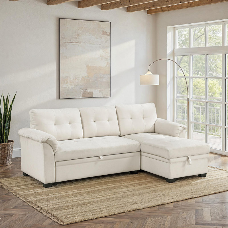 Jarita 86.5" Modern & Contemporary Sectional Sofa - Textured Fabric Sectional Sofa with Chaise with Hidden Storage and Durable & Comfortable Seating