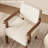 Daniel Beige Suede Cushioned Solid Wood Armchair