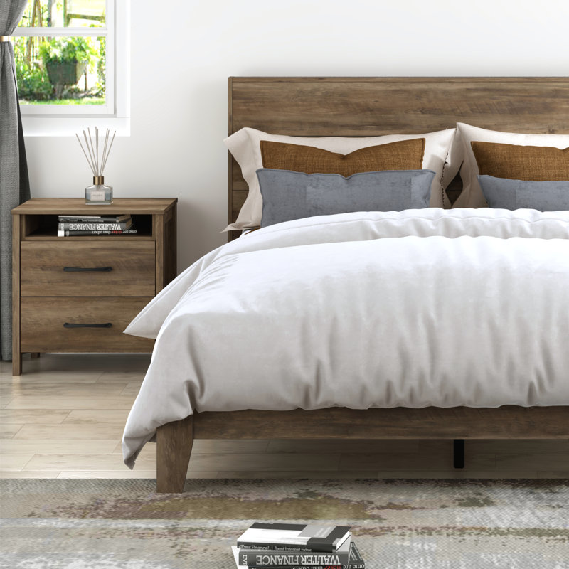  Allysyn 22.7" 2 Drawer Nightstand, Knotty Oak, Set of 2