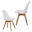 Side Chairs Set of 4, White-Toned Faux Leather Seats with Solid Wood Legs, Modern Medieval Style for Kitchen or Dining Room