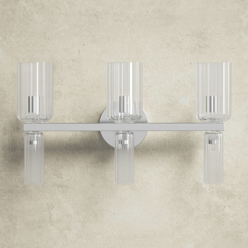 Polished Nickel 6-Light Dimmable Vanity Light with Clear Glass Shades