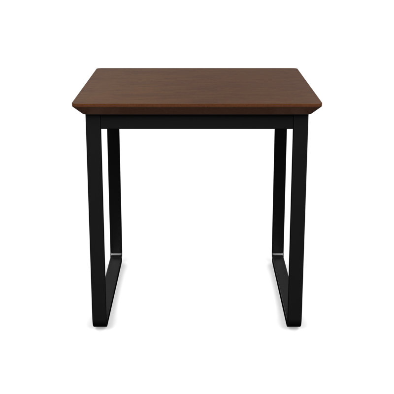 Gansett Waiting Reception End Table Metal Frame 20x20" High Pressure Laminate Top, Cocoa Walnut, Black