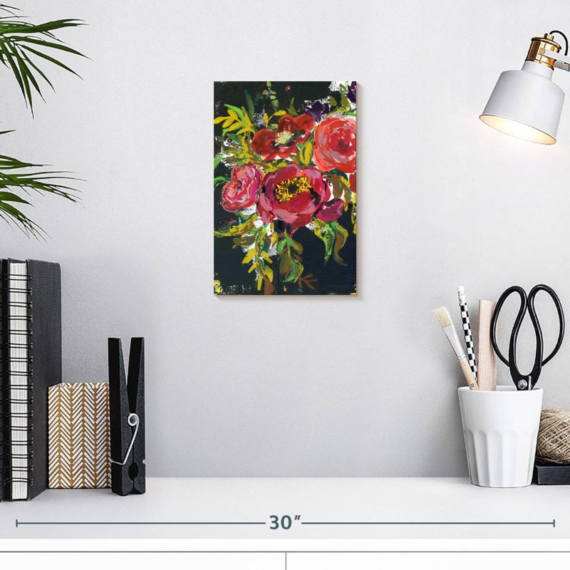 Bouquet abstrait Harnek en noir, H 12 po x l 8 po