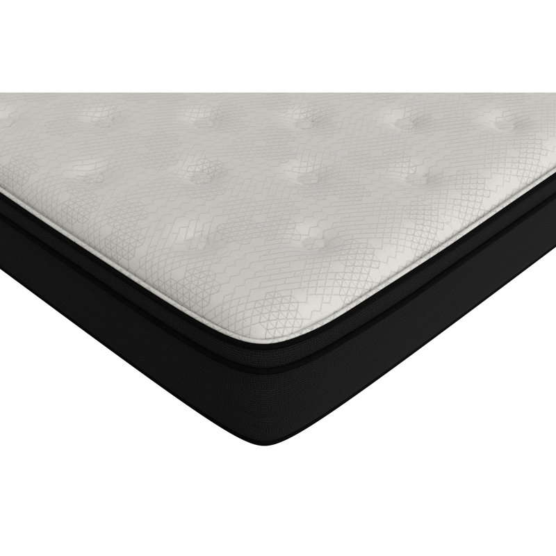 Matelas simple pour lit simple de 12 po Euro - Mousse à mémoire de forme, ferme, blanc + noir, dans une boîte, lit de taille remplie de