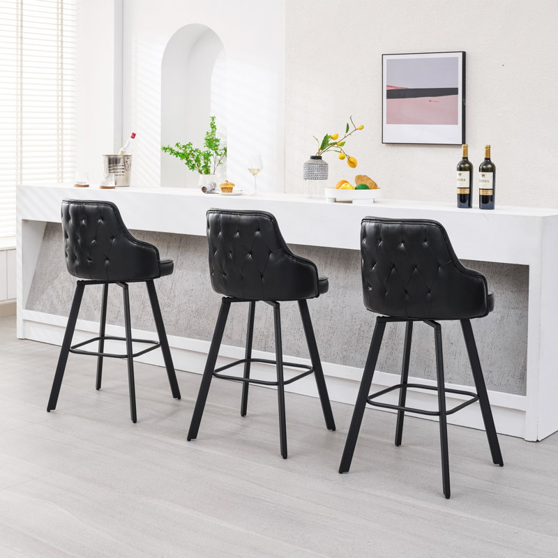 Tabouret de bar et de comptoir pivotant à dossier haut, Noir, 3, Tabouret de bar (siège d'une hauteur de 30 po)