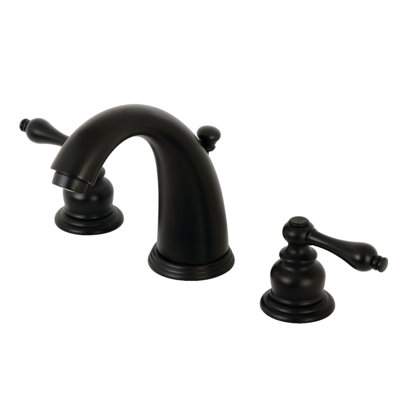 Kingston Brass Victorian Two-Handle 3-Hole Deck Mount Widespread Bathroom Faucet with Retail Pop-Up Drain