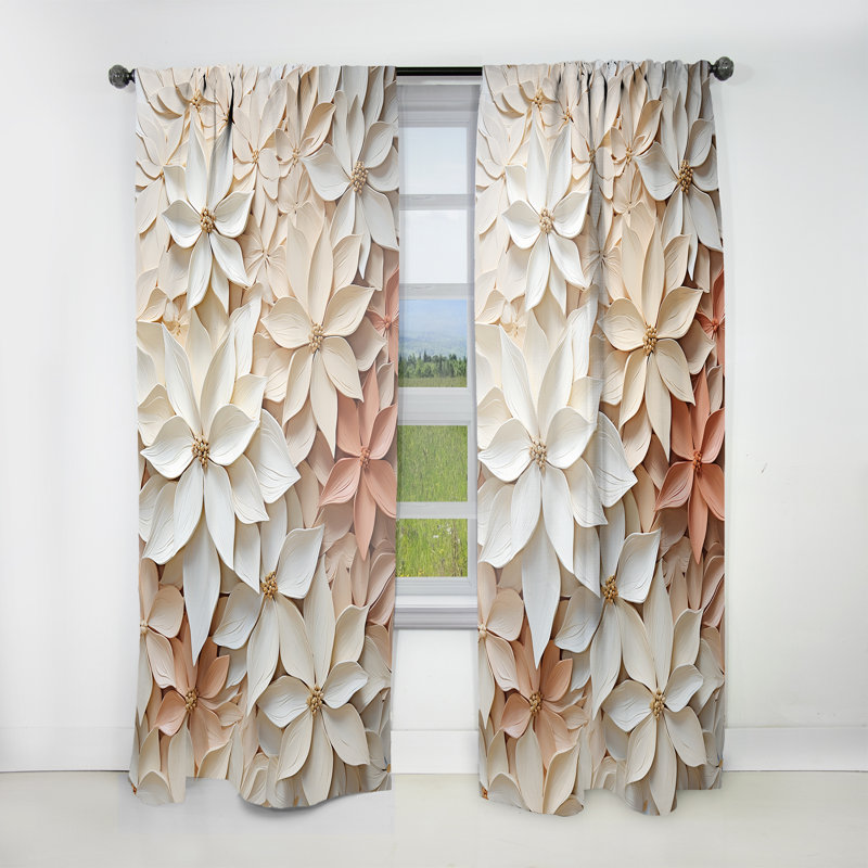 Poisettia Aliance beige Aluin - rideau en velours traditionnel - obscurcissant - 1 panneau, L 52 po x L 63 po