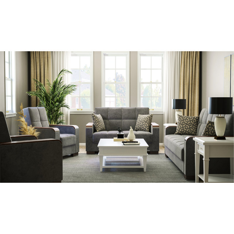 Fauteuil convertible avec rangement, microfibre grise, pratique pour les petits espaces de vie, conversion de canapé-lit, fauteuil rembourré en microfibre de qualité, fonction de rangement, matériaux hauts,