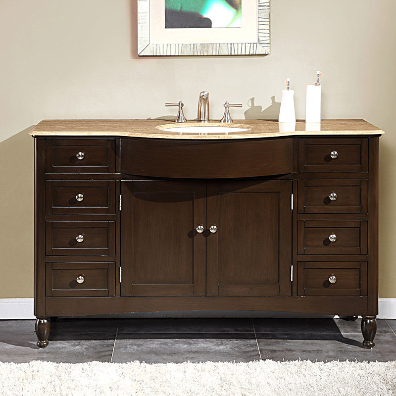 Ensemble de meuble-lavabo simple 58 po Davian, Brun