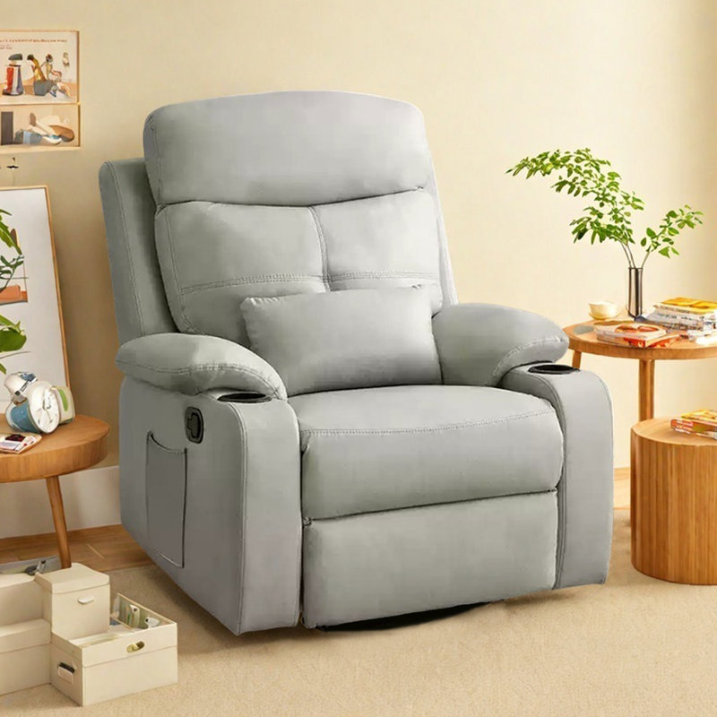 Fauteuil inclinable multifonctionnel avec porte-gobelet Comfy, Cuir gris