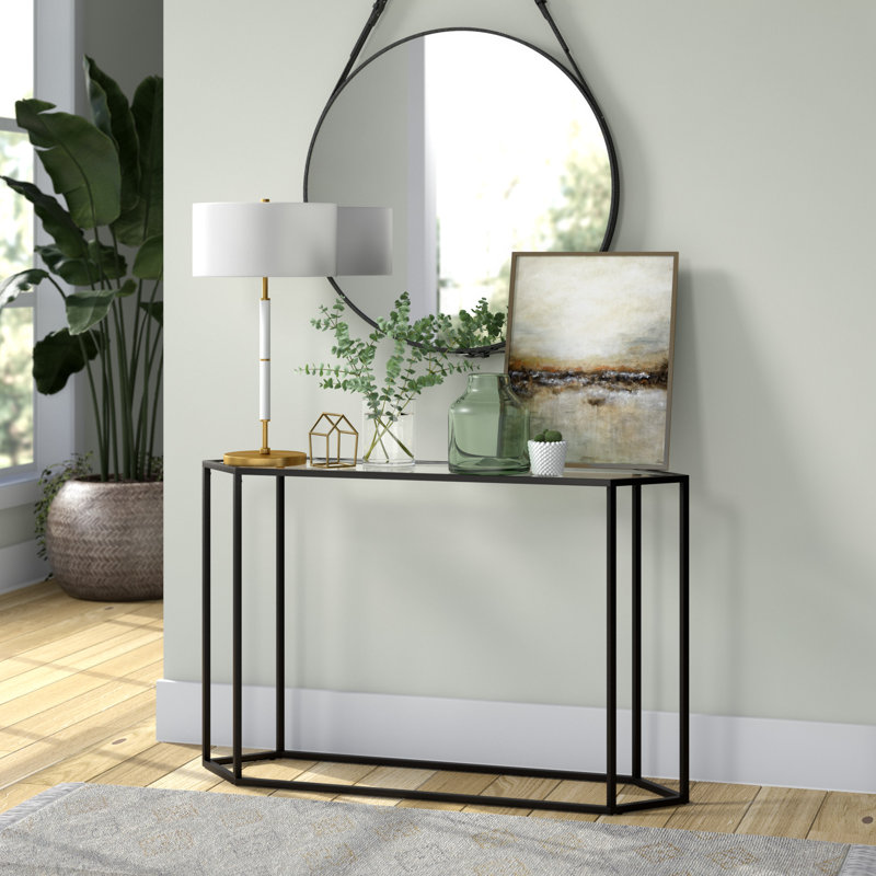 121.9cm Glass Top Console Table, Blackened Bronze