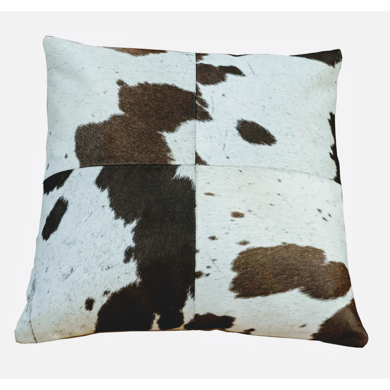 Oreiller en cuir de vache brun et blanc DIBO