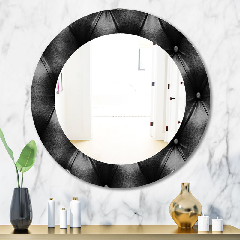 Miroir mural en cuir IV, H 31,5 po x l po