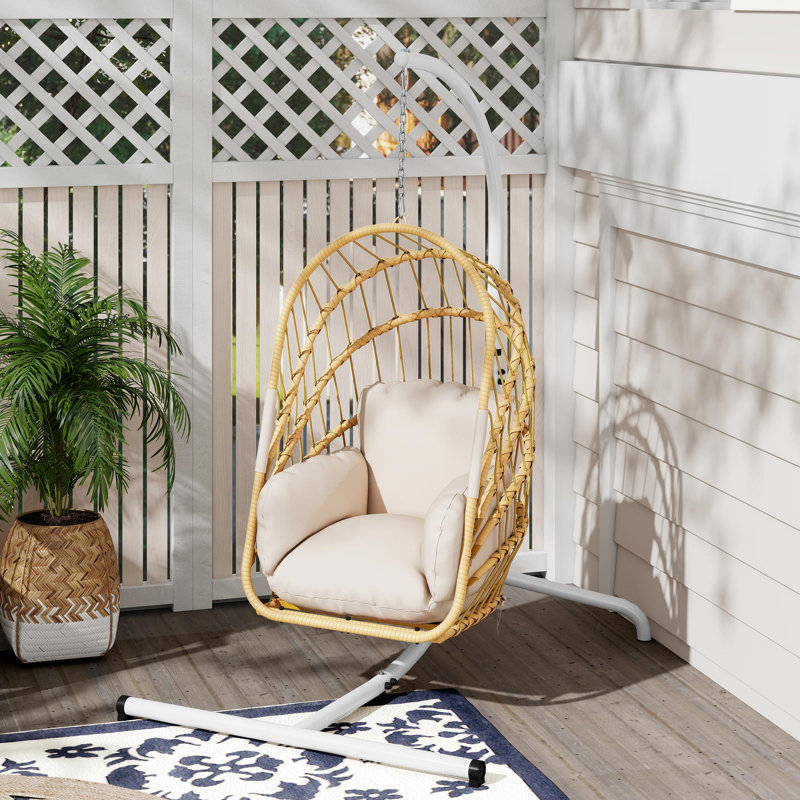 Daijon 1 Person Egg Chair with Stand, Beige, Beige