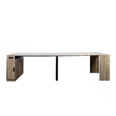 Table de salle à manger contemporaine extensible et peu encombrante avec prise et rangement pour les fêtes, les mariages, les réunions et les célébrations