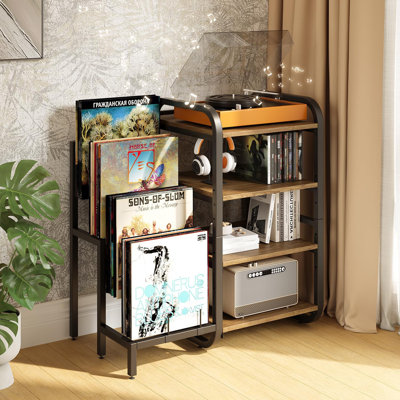 Record Player Stand, Record Player Table With Vinyl Record Storage Holder, 4 Tier Turntable Stand Vinyl Shelf Cabinet Holds Up To 300+ Albums