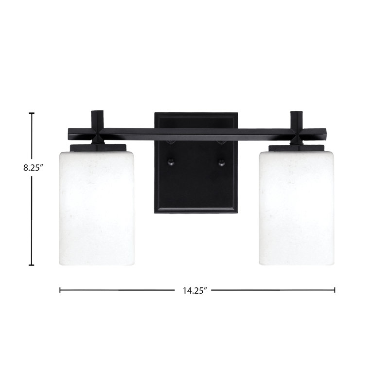 Mariko 3 Light Bath Bar Shown In  With 4"  Muslin Glass, Matte Black, 2 Lights, 8.25" H x 14.25" W x 6.25" D