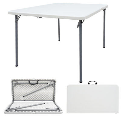 SUMKEA 3ft Square Banquet Folding Table for Indoor and Outdoor, White