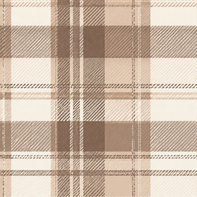 Peel and Stick Wallpaper Brown white plaid check patten Tartan autumn plaid Traditional winter Wall Mural 17.7"W x 118"H Self Adhesive Removable Wall Paper Renter Friendly Wallpaper for Nursery Bedroom Cabinets