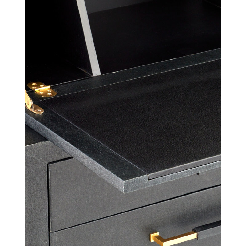 Verona - Three-Drawer Secretary Desk - Black, Natural, Champagne, Silver