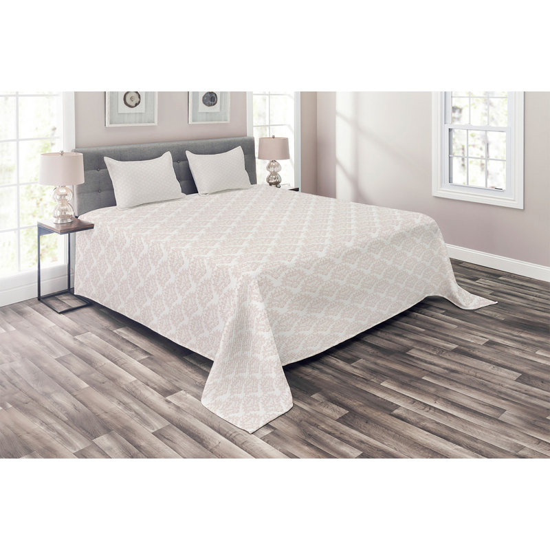 Polyester Damask Coverlet, King Bedspread + 2 Shams
