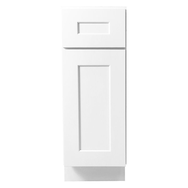 Armoire à porte simple en bois massif blanc Shaker pour la buanderie, la salle de bain et la cuisine, 15 po de largeur, 34,5 po de hauteur, 24 po de profondeur, multifonctionnel, utilisation à long terme, installation facile, peu encombrant, tiroirs