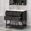 Ensemble de meuble-lavabo avec lavabo 36 po, lavabo en céramique encastré, ensemble de meuble-lavabo autoportant avec 4 tiroirs, meuble-lavabo à cadre en bois massif, noir-508711669