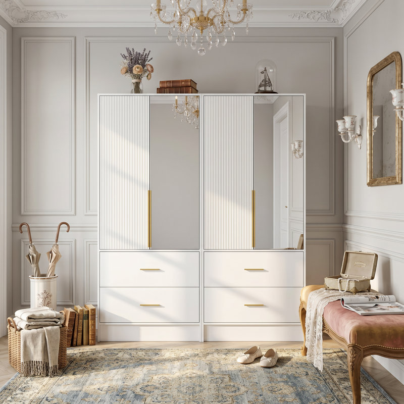 Ensemble de garde-robe à miroir avec tiroirs