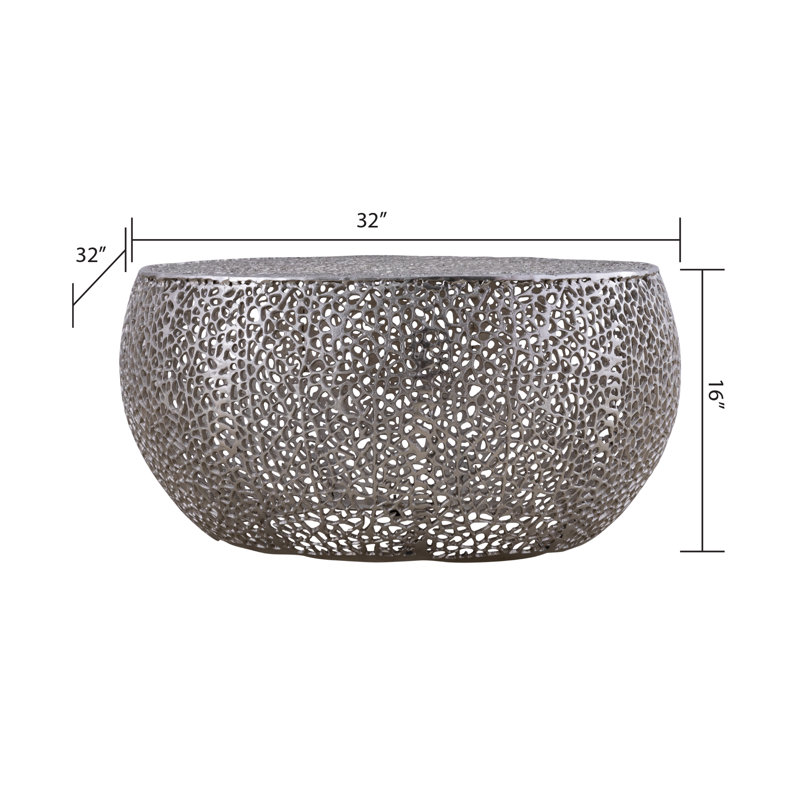 Table basse en aluminium Kawanna, Argent