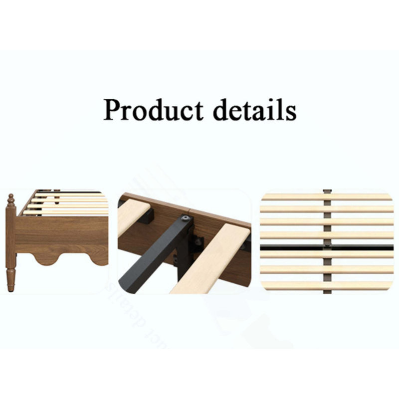 Structure de lit avec tête de lit tapissier, pieds en bois massif, conception festonnée rétro, aucun sommier tapissier requis, support robuste, assemblage facile