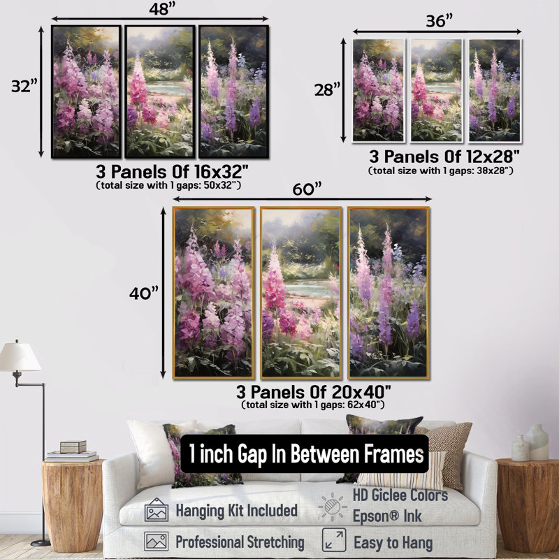 Eastham - fleurs sauvages, ensemble d'art mural, Cadre flottant brun, H 40 po x l 60 po x P 1 po