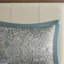 Ensemble de couvre-lit 5 pièces en jacquard avec coussins décoratifs, motif cachemire bleu sarcelle et gris, taille grand-119071394