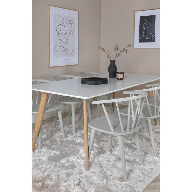 Carney 6 - Person Dining Set, Light Grey, Light Grey