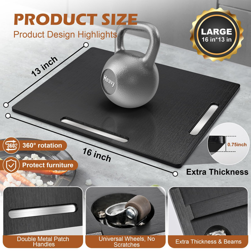 Appliance Slider For Kitchen Appliances, Noir